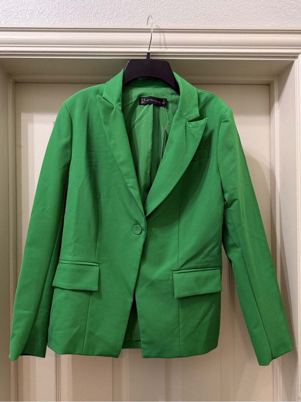 New York & Company Bright Green Single-Button Blazer